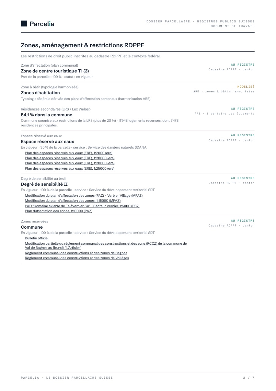 Le document — Restrictions du cadastre RDPPF
